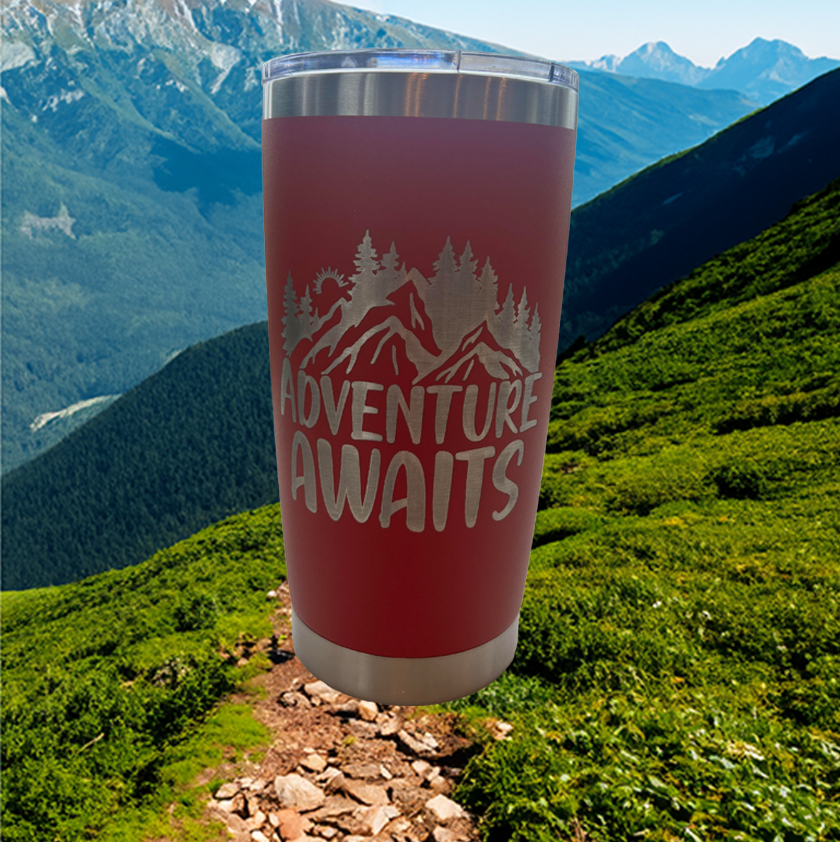 Adventure Awaits Engraved Tumbler Travel Mug