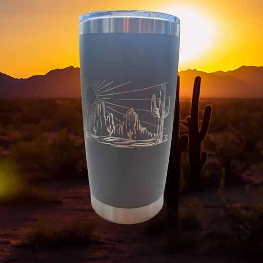 Desert Mountain Sunset Engraved Tumbler Travel Mug