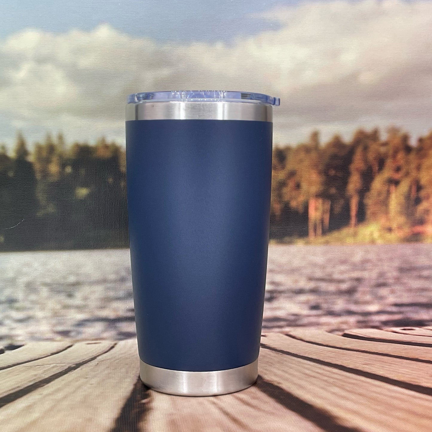 Campfire Mountain View Engraved Tumbler Travel Mug