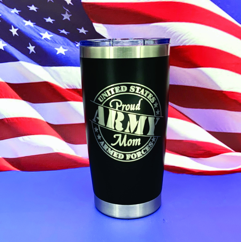 Proud US Army Mom Engraved Tumbler Travel Mug