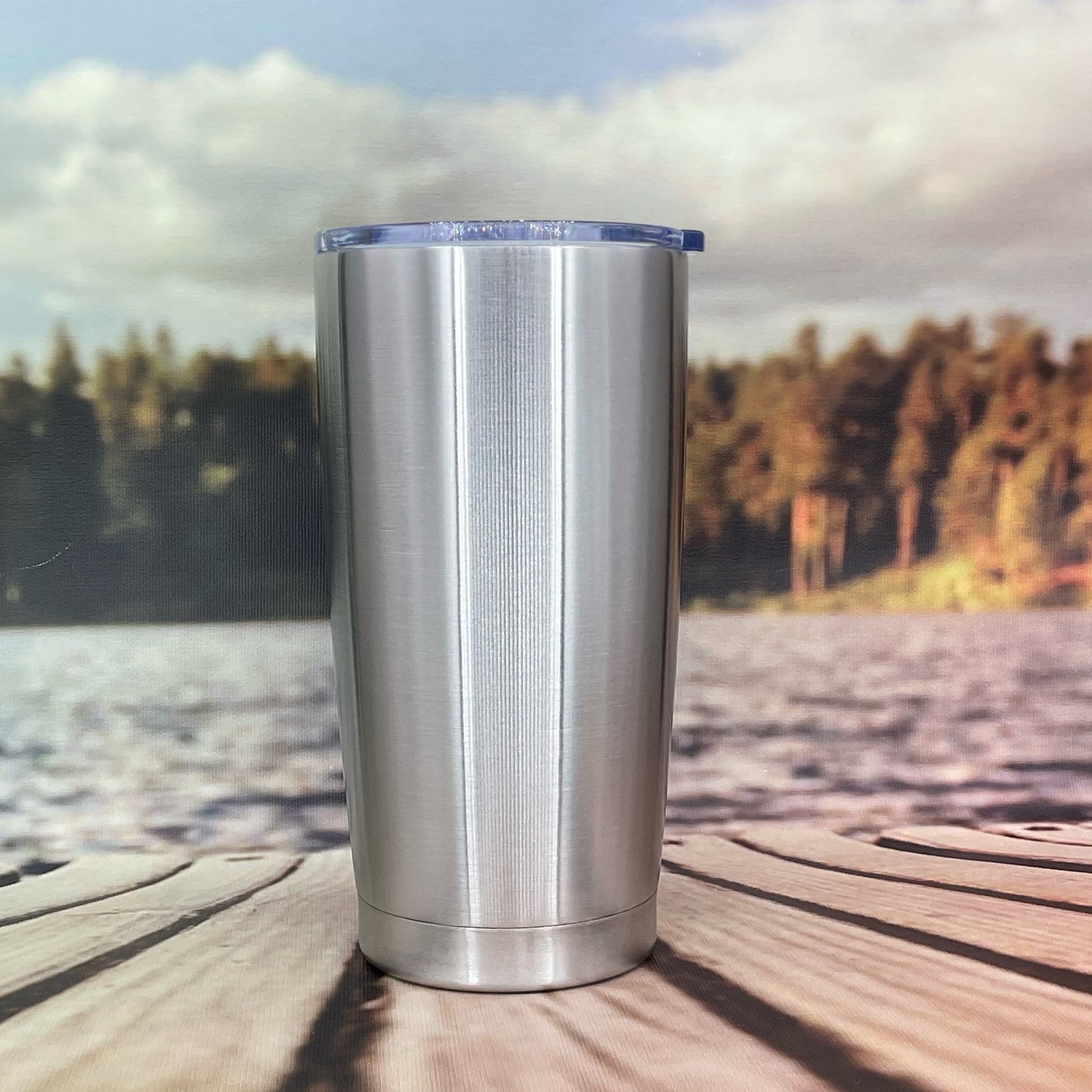 Campfire Mountain View Engraved Tumbler Travel Mug