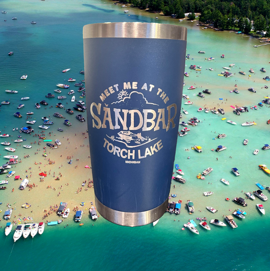 Torch Lake Sandbar- MI Engraved Tumbler Travel Mug