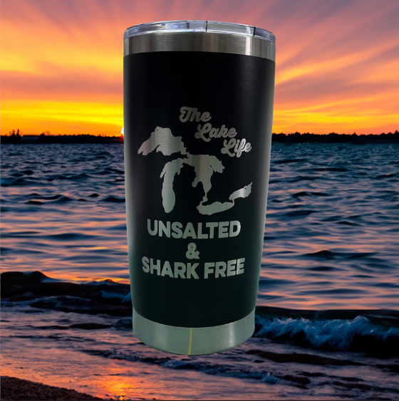 The Lake Life - Unsalted & Shark Free Engraved Tumbler Travel Mug