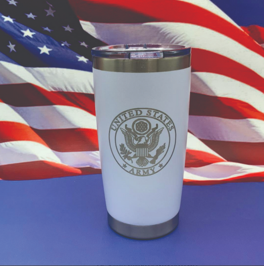 US Army Emblem Engraved Tumbler Travel Mug