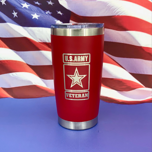 US Army Veteran Engraved Tumbler Travel Mug