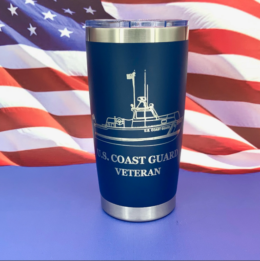 US Coast Guard Veteran Engraved Tumbler Travel Mug