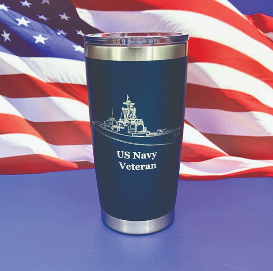 US Navy Veteran Engraved Tumbler Travel Mug