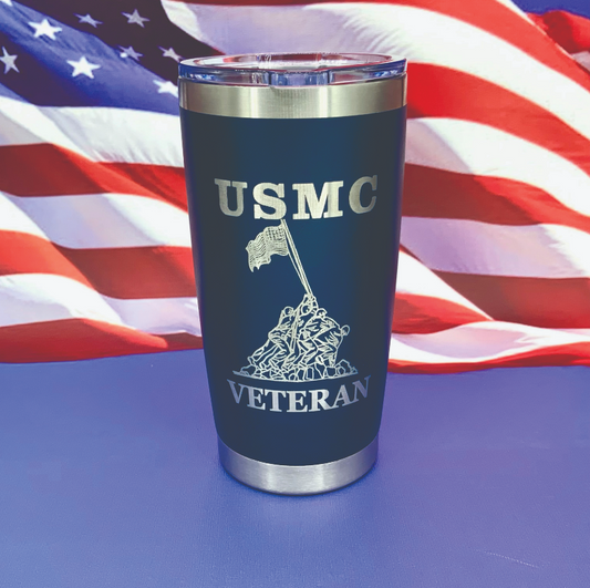 USMC Veteran Engraved Tumbler Travel Mug